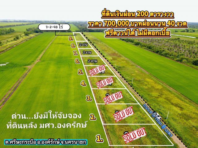 ที่ดินเงินผ่อน 40งวด 200 ตรว