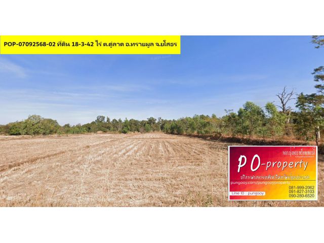 POP-07092568-02 #ขายที่ดินยโสธร 18-3-42 ไร่ ต.ดู่ลาด อ.ทรายมูล จ.ยโสธร