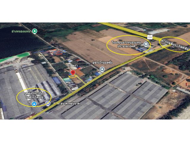 ขายที่ดินใกล้โรงงานกระเบื้องโอฬาร ตำบลหัวทะเล อำเภอเมือง นครราชสีมา 65 ตารางวา