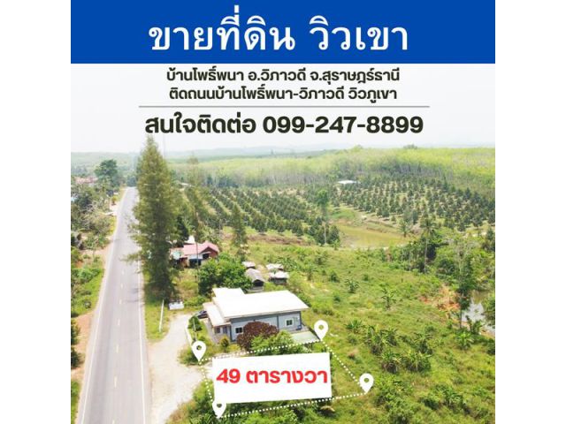 ขายที่ดินเชิงเขา วิวธรรมชาติ บ้านโพธิ์พนา อ.วิภาวดี จ.สุราษฎร์ธานี – 169,000 บาท