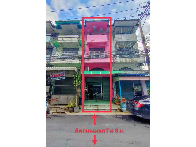 ขายถูก!! อาคารพาณิชย์ 4.5 ชั้น 16 ตรว. ติดถนนนแมนหน้า ม.เด่นชัย บางเมือง-เทพารักษ์ ทำเลดี ใกล้ MRT ทิพวัล และ BTS สำโรง