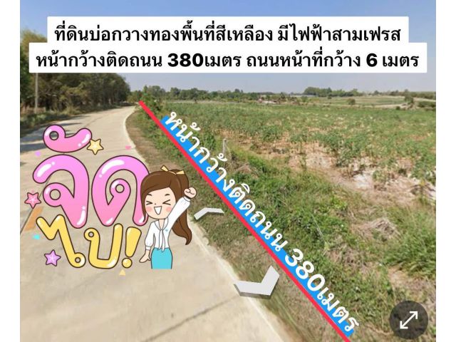 ที่ดินแปลงใหญ่บ่อทอง 81-3-10ไร่ ไร่ละ 1.2ล้าน ต.บ่อกวางทอง อ.บ่อทอง จ.ชลบุรี  ที่ดินติดถนน2ด้าน หัวที่ท้ายที่