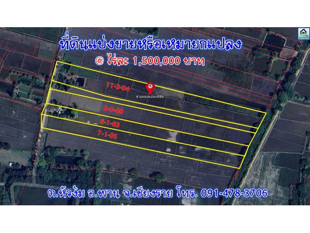 pcr2547 ขายที่นาเป็นโฉนดครุฑแดง พาน-เชียงราย