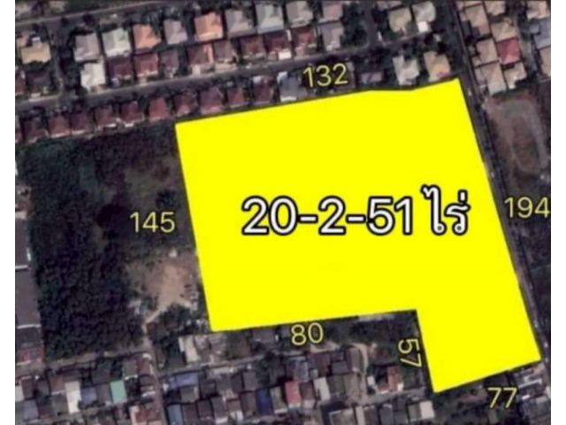 R68-044ขายที่ดินอ่อนนุช/สุขุมวิท77  เนื้อที่ 20-2-51 ไร่ (8,251 ตร.ว.)  ทำเลใจกลางอ่อนนุช44 หน้ากว้างมากติดถนนซอย 194 เมตร ลึก 132 เมตร เข้าซ