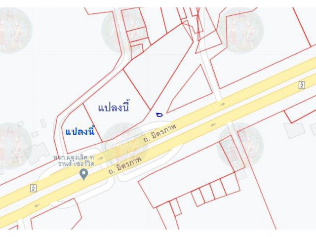 ที่ดินติดถนนมิตรภาพ ใกล้จุดกลับรถ-รถไฟฟ้าความเร็วสูง หน้ากว้าง 120 ม.