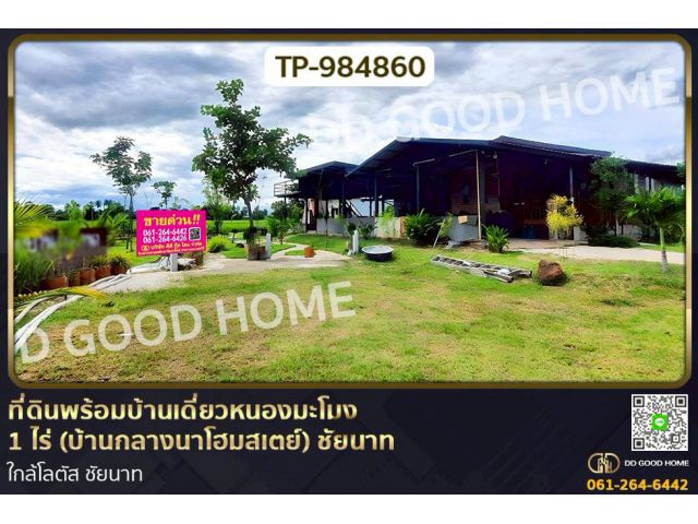 TP-984860 ที่ดินพร้อมบ้านเดี่ยวหนองมะโมง 1 ไร่ (บ้านกลางนาโฮมสเตย์) ชัยนาท ใกล้โลตัส ชัยนาท