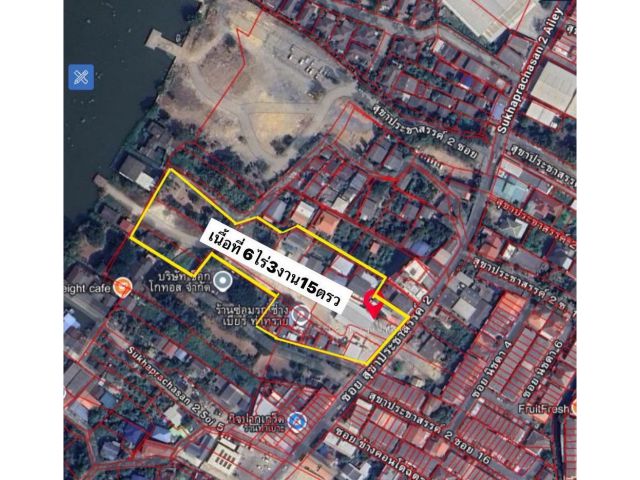 R68-058ขายที่ดินติดแม่น้ำเจ้าพระยาปากเกร็ด ที่ดิน6ไร่3งาน15ตรว   ปากเกร็ดติดแม่น้ำเจ้าพระยา ถมแล้วติดถนนประชาสรรค์2