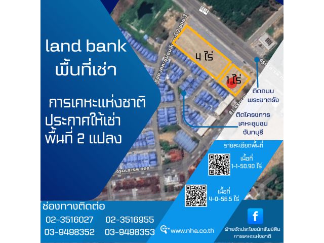 การเคหะแห่งชาติ ประกาศการยื่นเสนอค่าธรรมเนียมได้สิทธิกาารเช่าพื้นที่โฉนดเลขที่ 75290