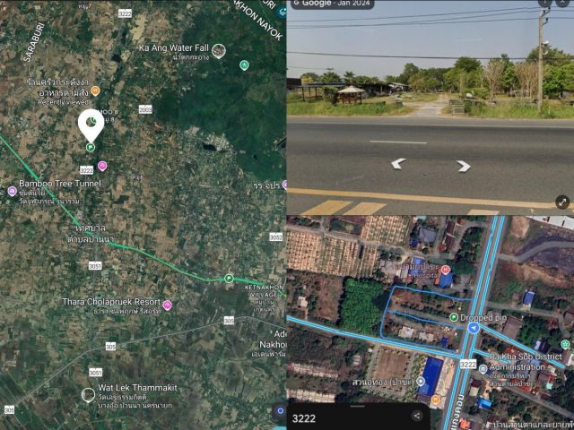 ขายที่ดิน 3-3-90 ไร่ ติดถนนบ้านนา-แก่งคอย เยื้องปั๊มน้ำมันบางจาก