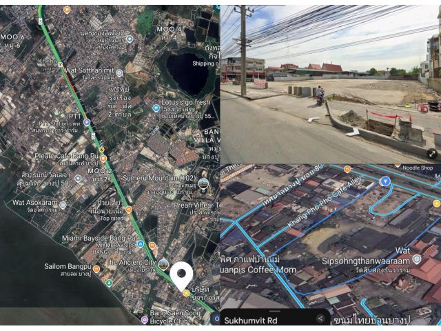 ขายที่ดิน 7-3-26.3 ไร่ ติดถนนสุขุมวิทบางปู ใกล้โครงการไมอามี่บางปูและธนาคารไทยพาณิชย์