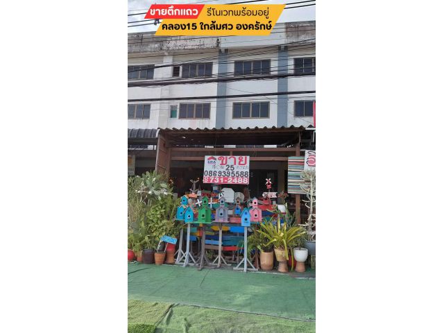 ขายอาคารพาณิชย์ 3 ชั้น คลอง15 ใกล้มศว องครักษ์ ถนนรังสิต-นครนายก พื้นที่ 25 ตรว.