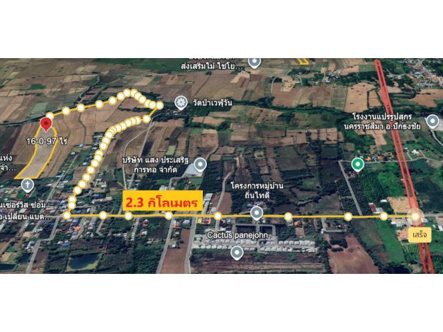 ขายถูก ขายที่ดินตำบลเมืองปัก อำเภอปักธงชัย นครราชสีมา 16-0-97 ไร่