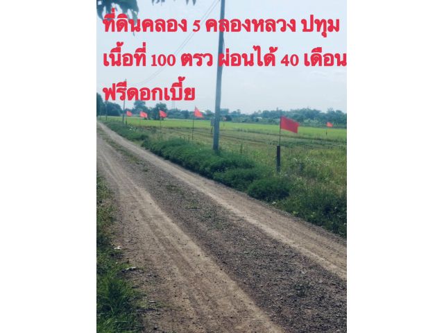 ที่ดินเงินผ่อนคลอง5ห่างเซเว่นcj2กมผ่อนได้40เดือนผ่อนตรงเจ้าของ
