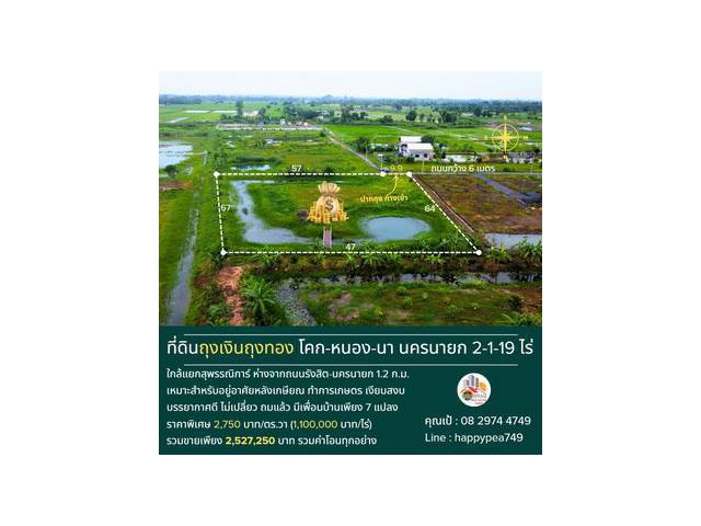 *ขายแล้ว* ที่ดินถุงเงินถุงทอง นครนายก ใกล้คลองพรหมณี 2-1-19 ไร่ ทำเลแยกสุพรรณิการ์ ห่างจากถนนรังสิต-นครนายก เพียง 1.2 ก.ม.