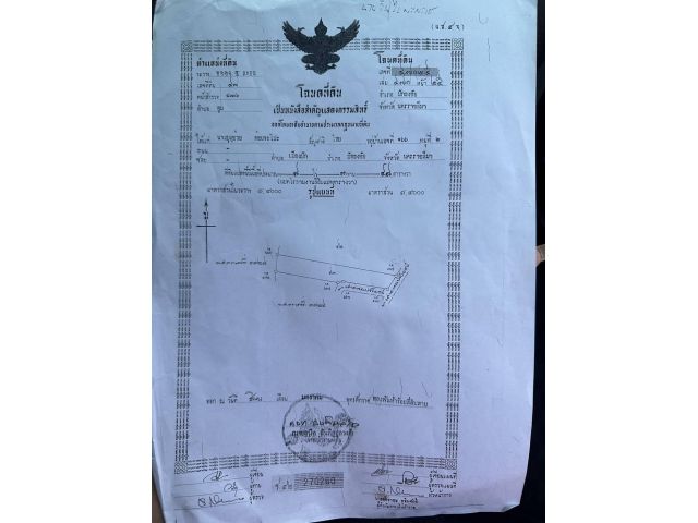 ขายที่โฉนด ต.ตูม อ.ปักธงชัย8ไร่3งาน48ตรว.ขายไร่ละ290,000บาท ติดถนนคอนกรีต