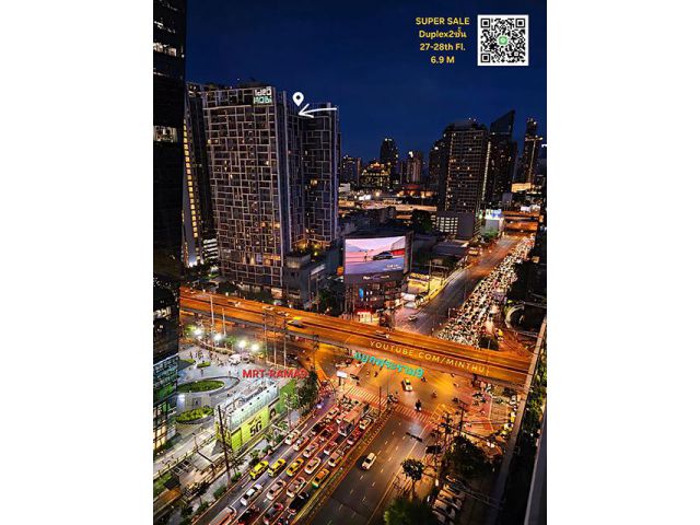 เจ้าของ ให้เช่า CONDO DUPLEX @ IDEO MOBI RAMA9 ติดรถไฟฟ้าMRTพระราม9 Airport Link มักกะสัน Tourist-Night Market-Business