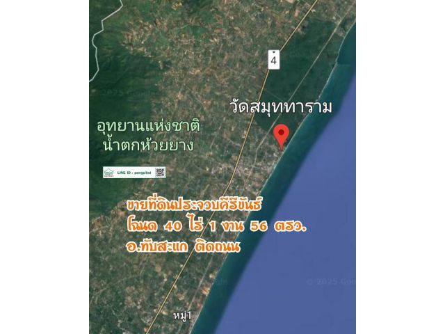 ขายที่ดินประจวบคีรีขันธ์ 40 ไร่ 1 งาน 56 ตรว.ติดถนน อ.ทับสะแก