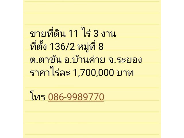 ขายที่ดิน  ระยอง  11 ไร่ 3 งาน