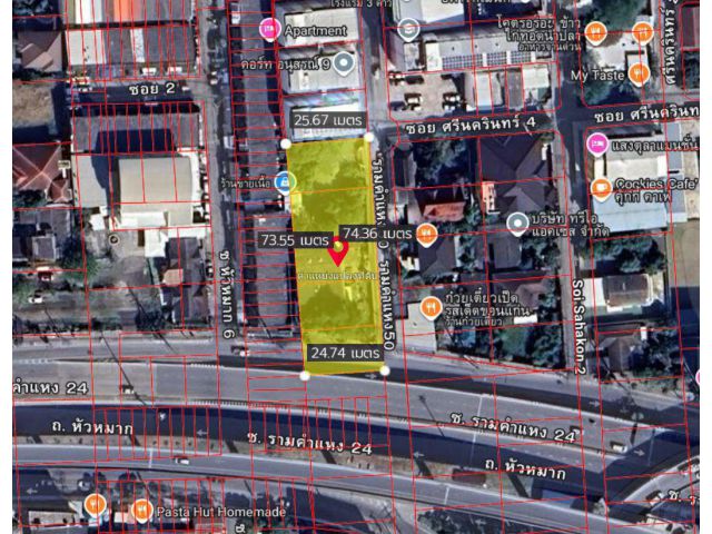 ขายถูกที่ดิน ติดถนนใหญ่ แปลงหัวมุม หัวหมาก - รามคำแหง50