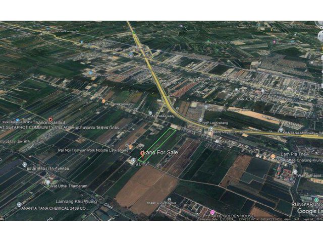 ขายที่ดินเปล่า เนื้อที่ 23-1-96 ไร่ ถนนสารีบุตร แขวงทับยาว เขตลาดกระบัง กทม.