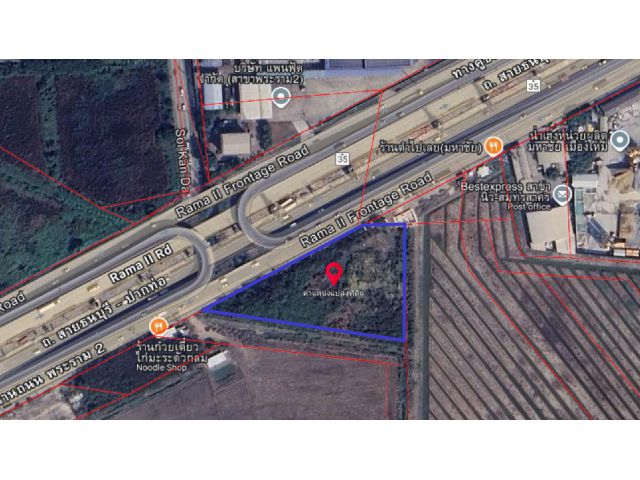 ขายที่ดิน สุมทรสาคร | เนื้อที่ 5 ไร่ | ติดถนนพระราม 2 | หน้ากว้าง 131 เมตร | ใกล้เซ็นทรัลมหาชัย