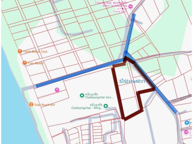 R68-087ขายที่ดิน5-2-40ติดถนนสุขุมวิทนาจอมเทียน ขายด่วนไร่ละ 14 ล้านบาท ตรงข้ามชายหาดบางเสร่. ข้างโฮมโปรบางเสร่