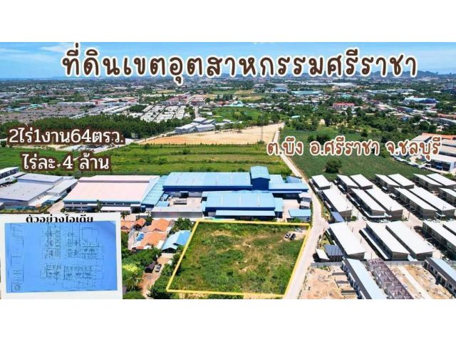 ที่ดินแปลงสวยบึงศรีราชา เนื้อที่ 2-1-64 ไร่  ไร่ละ 4ล้าน พิกัด เขตอุสหกรรมศรีราชา โกล้โซนเครือสหพัฒ 6กิโล ใกล้ตลาดวรกิจ