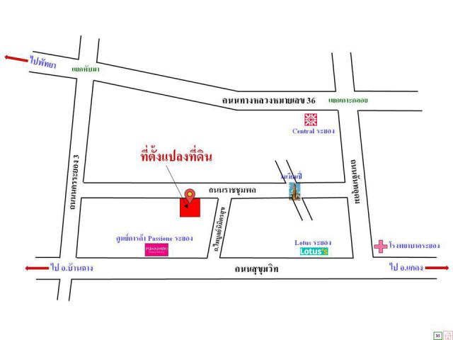 ขายที่ดินเปล่ากลางเมืองระยอง ใกล้ห้างแหลมทอง