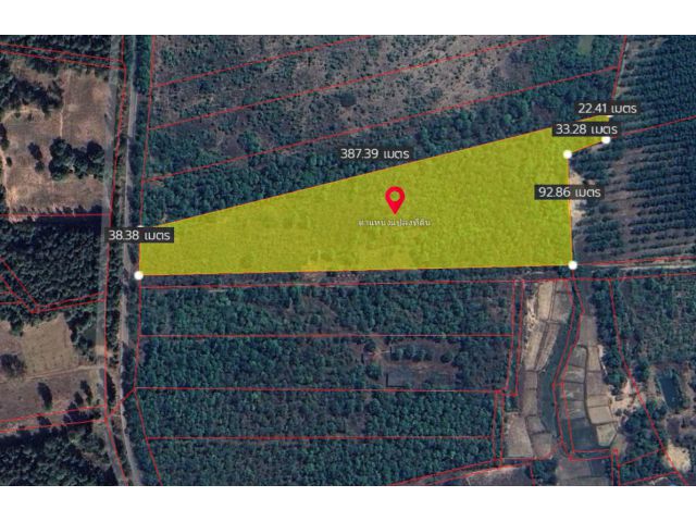 ขายที่ดิน 17ไร่ 97 ตร.วา โฉนดติดถนน4042บ้านโป่ง-บ้านปากกอง นาโปง เถิน ลำปาง