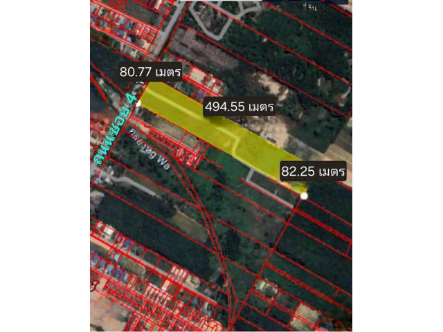 ขายที่ดินติดถนนลาดยาง ซอย4 สาย 13 ฝั่งสาย 15 อ.นิคมพัฒนา จ.ระยอง สีส้มลาย พื้นที่ 25 ไร่ 36 ตารางวา