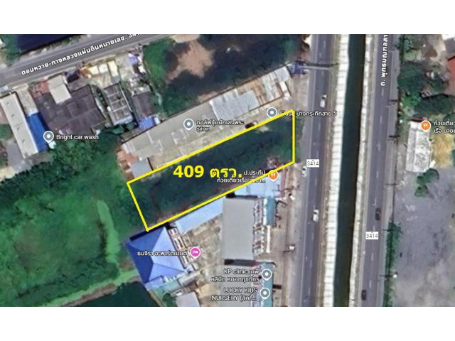 ขายที่ดินเปล่า ขนาด 409 ตรว ติดถนนพุทธมณฑลสาย 5 ใกล้ถนนบรมราชชนนี สามพราน นครปฐม.