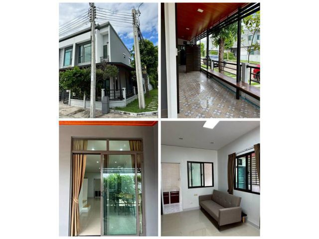 บ้านหัวมุม วิวสวน ให้เช่า โครงการ Pleno สุขสวัสดิ์-ประชาอุทิศ 60 เฟอร์นิเจอร์ครบ เข้าอยู่ได้ทันที โทร 085-144-0184