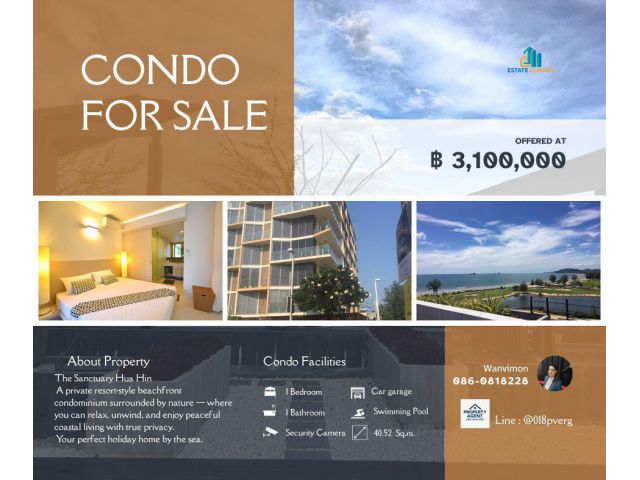 ขายคอนโด The Sanctuary หัวหิน คอนโดสไตล์รีอร์ท ใกล้ทะเล หัวหิน