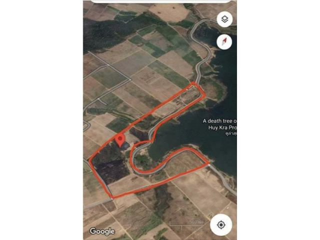 ขายที่ดินติดถนนราดยาง ริมอ่างเก็บน้ำเขื่อนกระพ้อยยาว1000เมตร54ไร่ขายไร่ละ3.5แสนเท่านั้น เอกสารสิทธิ์นส.3ธรรมดาครุฑดำ