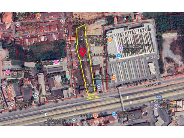 ขายที่ดิน 3 ไร่ ติดถนนเพชรเกษม ข้างโลตัสนครปฐม เจ้าของขายเอง!!