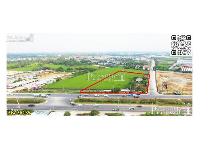 ขายที่ 7 ไร่ สะดุดตา ติด ถ.สาย 5 เหมาะทำได้ทั้งปั้ม ธุรกิจ และ สร้างตึก ในราคาพิเศษ ใกล้ฝั่งบรมฯ