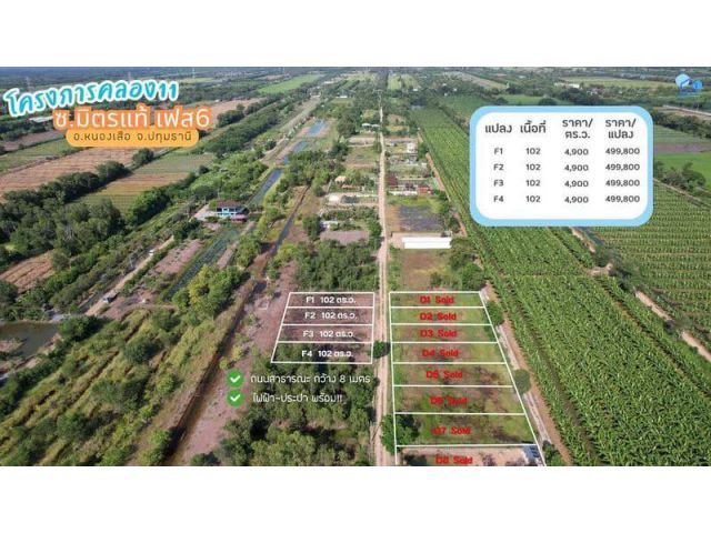 ที่ดินโครงการคลอง 11 ซอยมิตรแท้ เฟส 6