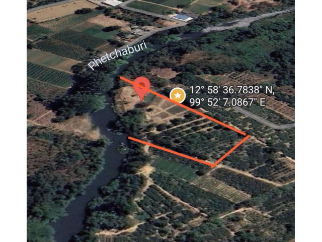 ขายที่ดินสวยติดแม่น้ำเพชรบุรี เขตเทศบาลท่ายาง ใกล้ตลาดท่ายาง หน้าติดแม่น้ำกว้างกว่าร้อยเมตร