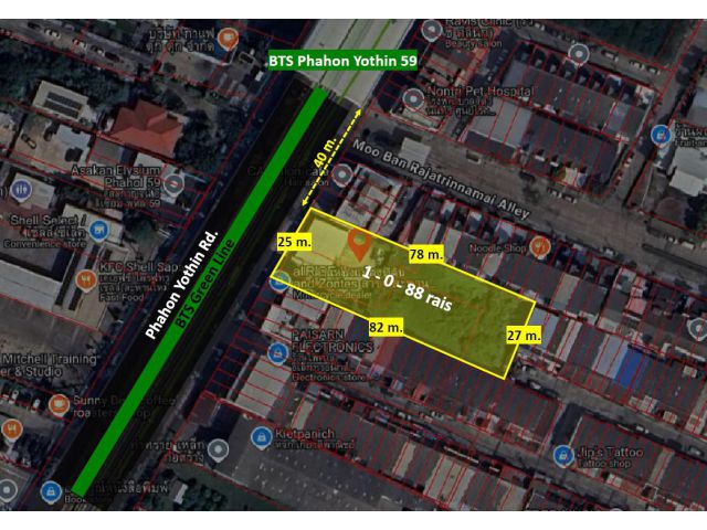 (เจ้าของขายเอง)ขายที่ดิน 1 ไร่ ติดถนนพหลโยธิน ใกล้รถไฟฟ้าสถานีพหลฯ59