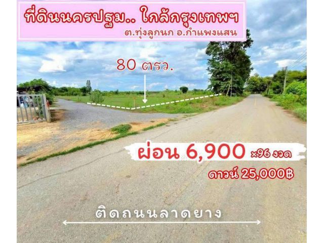 ที่ดินติดถนนลาด ทุ่งลูกนก 80 ตร.วา ผ่อนได้