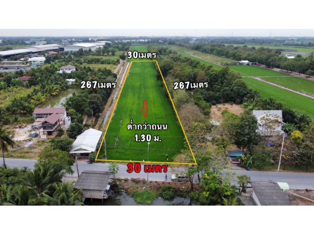 ขายที่ดินลาดหลุมแก้ว ติดถนนเทศซอยบาล5 เนื้อที่ 5ไร่ ขายไร่ละ 2ล้านบาท พื้นที่สีชมพู