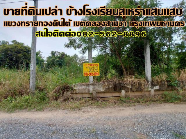 ขายที่ดินเปล่า ข้างโรงเรียนสุเหร่าแสนแสบ คลองสามวา