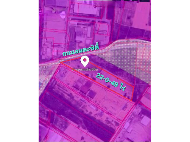 ขายที่ดินติดนิคมอมตะซิตี้ โซนจีน อ.ปลวกแดง จ.ระยอง สีม่วงเข้ม เนื้อที่ 22 ไร่ 49.3 ตรว.