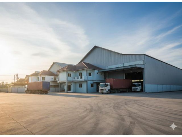 ให้เช่าโรงงาน 1 ไร่ ซอยเทพกาญจนา – คลองมะเดื่อ กระทุ่มแบน สมุทรสาคร | ไฟฟ้า 250 KVA | พร้อม รง.4 | ถนนใหญ่ รถเข้า–ออกสะด