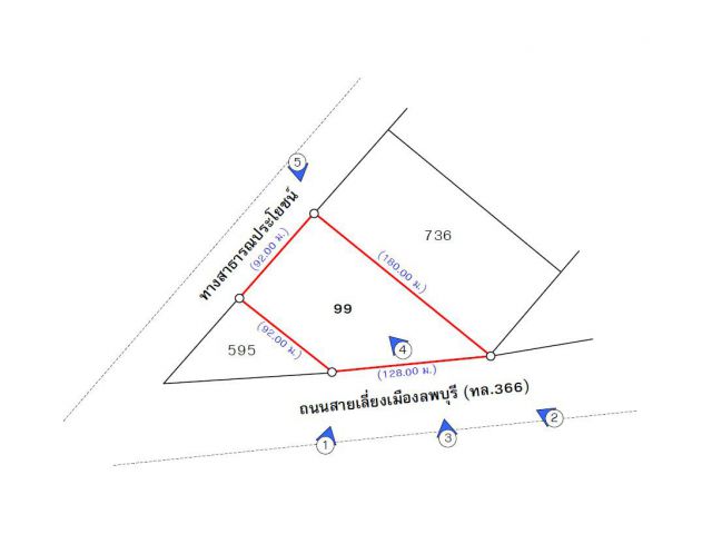 ที่ดินลพบุรี 7-1-35.4 ไร่ ติดถนนเลี่ยงเมืองลพบุรี ทล366 (บายพาส) ติดถนน2 ด้าน