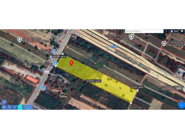 ขายที่ดินผืนใหญ่นิคมพัฒนา-ระยองผังเมืองสีม่วงลายด้านหลังเห็นวิวทิ