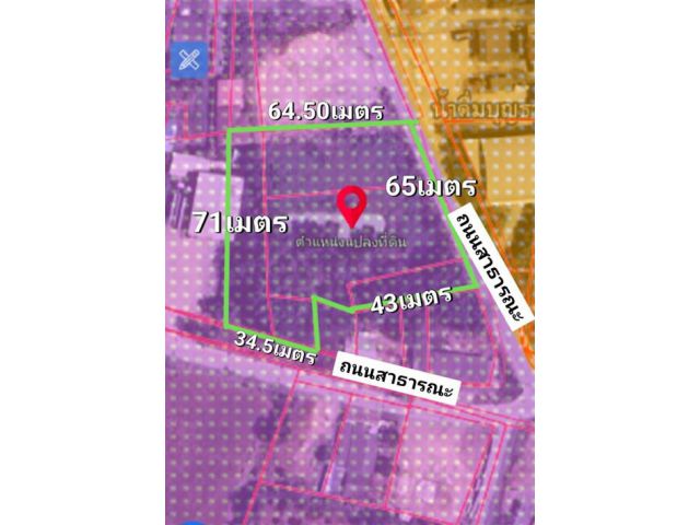 ขายที่ดินผังสีม่วงลาย ขนาด3ไร่1งาน64ตร.ว.  ติดถนนหน้ากว้าง พานทองชลบุรี