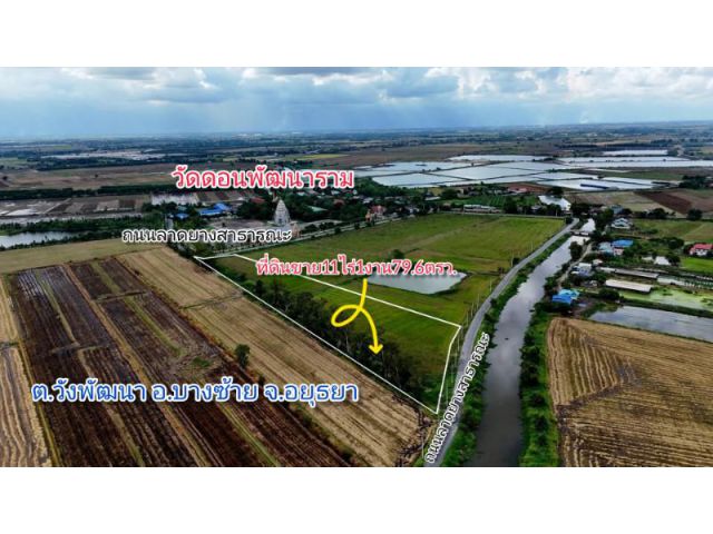 ที่ดินติดถนนลาดยางสองด้าน เนื้อที่11ไร่1งาน79.6ตรว. ตรงข้ามวัดดอนพัฒนาราม