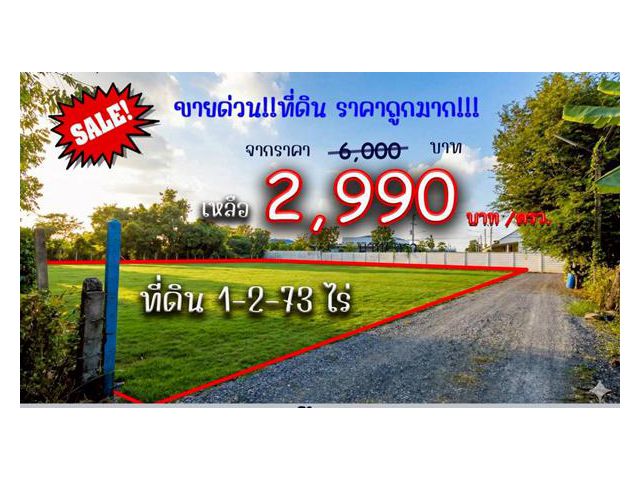 ปรับราคา ขายยกแปลงเพียง ตรว.ละ 2,990 บาท เนื้อที่ 1-2-73ไร่ ต.กุดนกเปล้า อ.เมืองสระบุรี จะ.สระบุรี