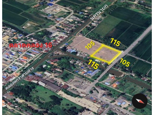 คลอง16 ลำลูกกา 8 ไร่ ถมแล้ว ไร่ละ 3.5 ล้าน หน้ากว้าง 105 ม. ลึก 115 ม.แหล่งชุมชน
